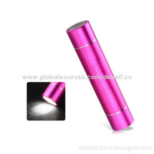 2,600mAh Samsung Battery Emergency Mobile Phone Chargers, Metal Case, 100 Lumens LED Flashlight